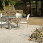 Softwood Decking and Marshalls Argent Paving