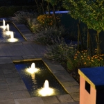 Schaumsprudler Fountain with Underwater Lighting at Night